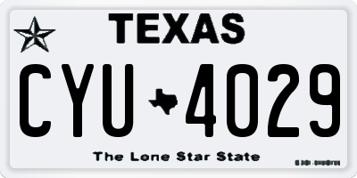 TX license plate CYU4029