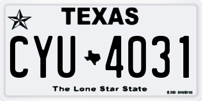 TX license plate CYU4031