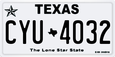 TX license plate CYU4032
