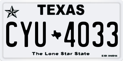 TX license plate CYU4033