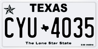 TX license plate CYU4035