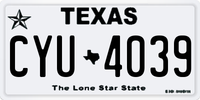 TX license plate CYU4039