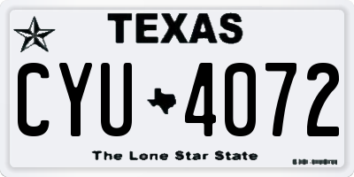 TX license plate CYU4072