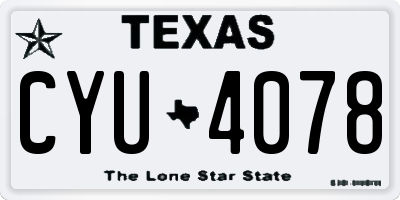 TX license plate CYU4078