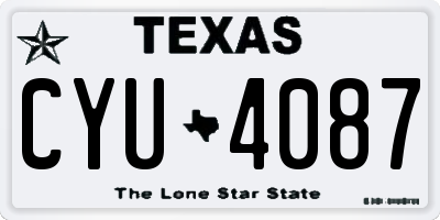 TX license plate CYU4087