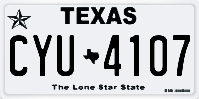 TX license plate CYU4107