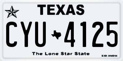 TX license plate CYU4125