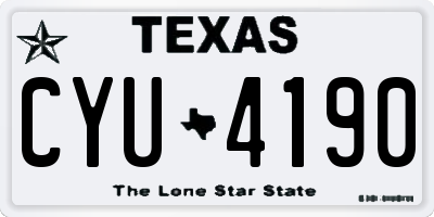 TX license plate CYU4190