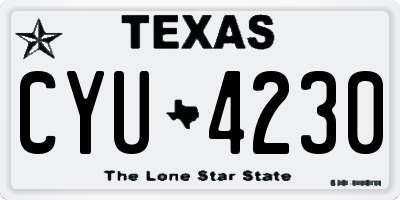 TX license plate CYU4230