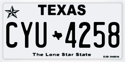 TX license plate CYU4258