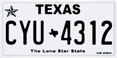 TX license plate CYU4312
