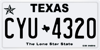 TX license plate CYU4320