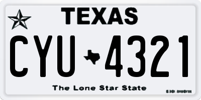 TX license plate CYU4321