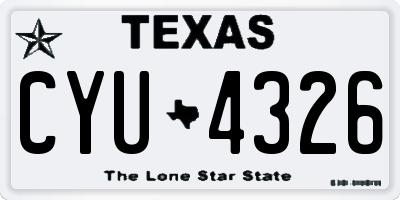 TX license plate CYU4326