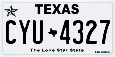 TX license plate CYU4327
