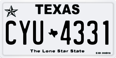 TX license plate CYU4331