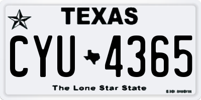 TX license plate CYU4365