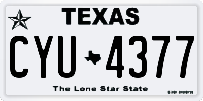 TX license plate CYU4377