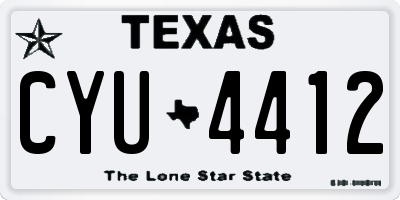 TX license plate CYU4412