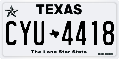 TX license plate CYU4418