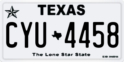 TX license plate CYU4458