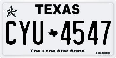 TX license plate CYU4547