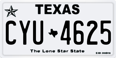 TX license plate CYU4625
