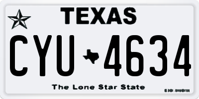 TX license plate CYU4634
