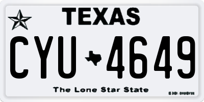 TX license plate CYU4649