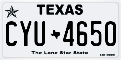 TX license plate CYU4650