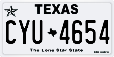 TX license plate CYU4654