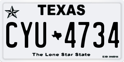 TX license plate CYU4734
