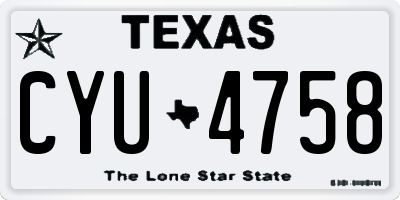 TX license plate CYU4758