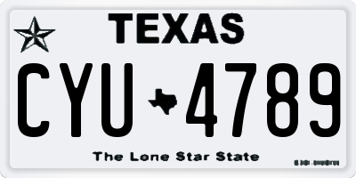 TX license plate CYU4789