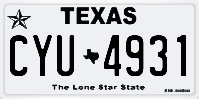 TX license plate CYU4931