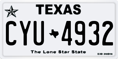 TX license plate CYU4932
