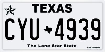 TX license plate CYU4939