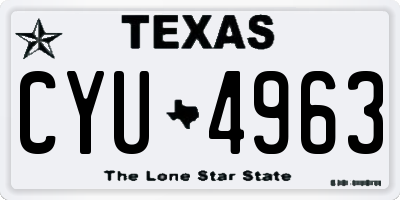 TX license plate CYU4963