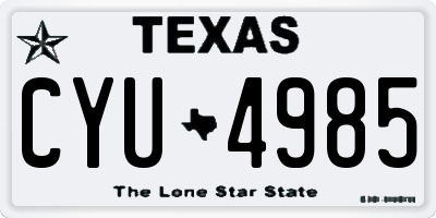 TX license plate CYU4985