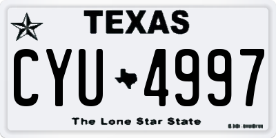 TX license plate CYU4997