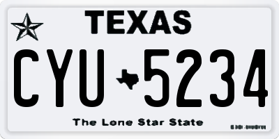 TX license plate CYU5234