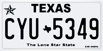 TX license plate CYU5349