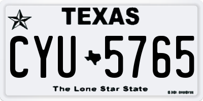 TX license plate CYU5765
