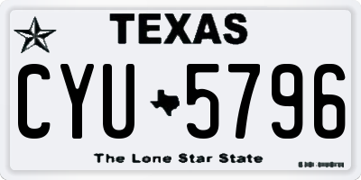 TX license plate CYU5796