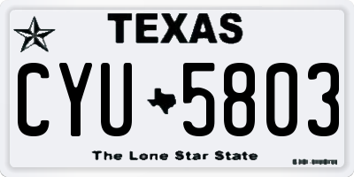 TX license plate CYU5803