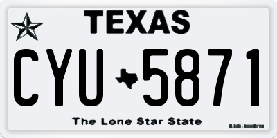 TX license plate CYU5871