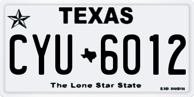 TX license plate CYU6012