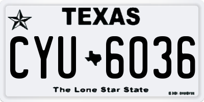 TX license plate CYU6036