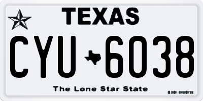 TX license plate CYU6038