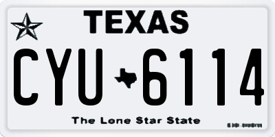 TX license plate CYU6114